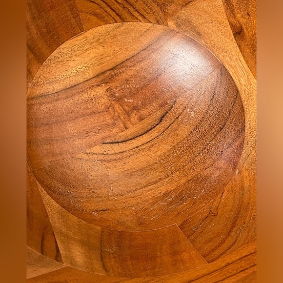 William Sonoma Wood Salad Bowl With 2 servers spoon set - Picture 7 of 9